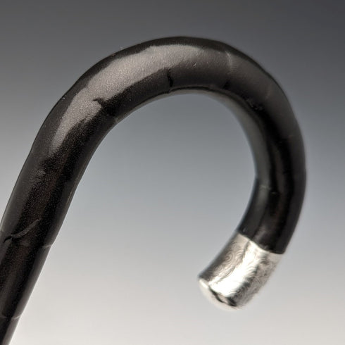 1911年 英国アンティーク 紳士用ステッキ 純銀装飾 ブラックシャフト 85cm Henry Tracy Sons